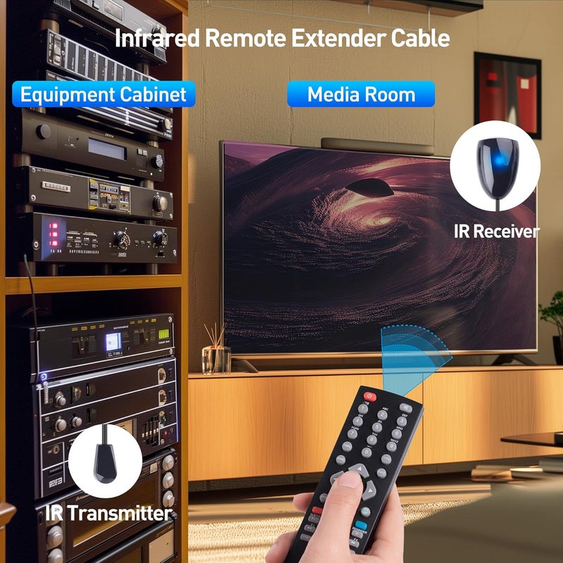 CableMatters كابل تمديد التحكم عن بُعد بالأشعة تحت الحمراء - 10 أقدام، مجموعة كابل مكرر للأشعة تحت الحمراء، موسع للأشعة تحت الحمراء، كابل بلستر للتحكم عن بُعد بالأشعة تحت الحمراء USB يصل إلى 15 قدم نطاق الإشارة، غير متوافق مع إشارات RF - Image 5